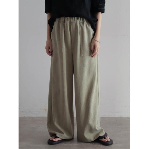 ワイドパンツ パンツ ランダムヘリンボーン　イージーワイドパンツ レディース