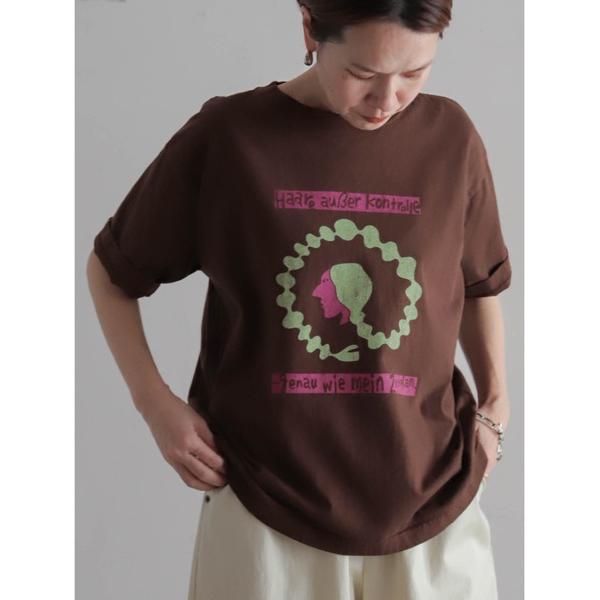 tシャツ 半袖 三つ編みPT　ワイドTEE レディース