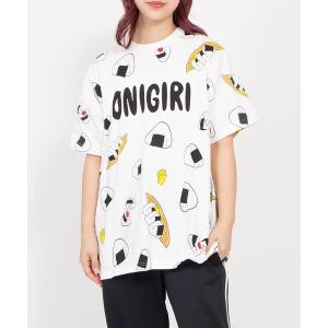 tシャツ 「新サイズ」フード総柄Ｔシャツ(ONIGIRI) レディース メンズ