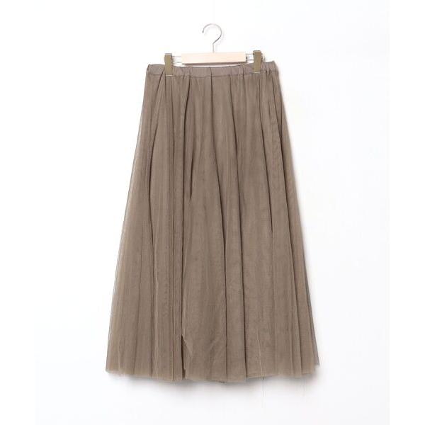 「CHIC STYLE」 「SMILE LAND」フレアスカート LL カーキ レディース