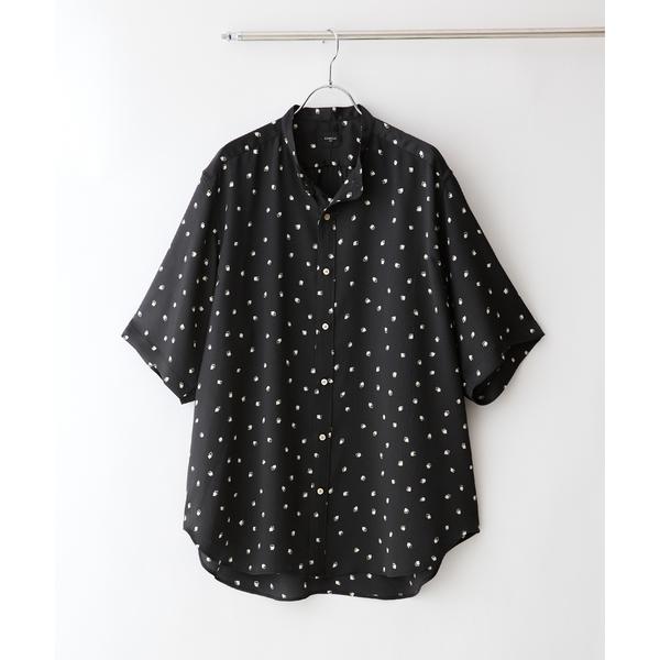 シャツ パターンクリスプ ショートスリーブ バンドカラーシャツ メンズ レディース