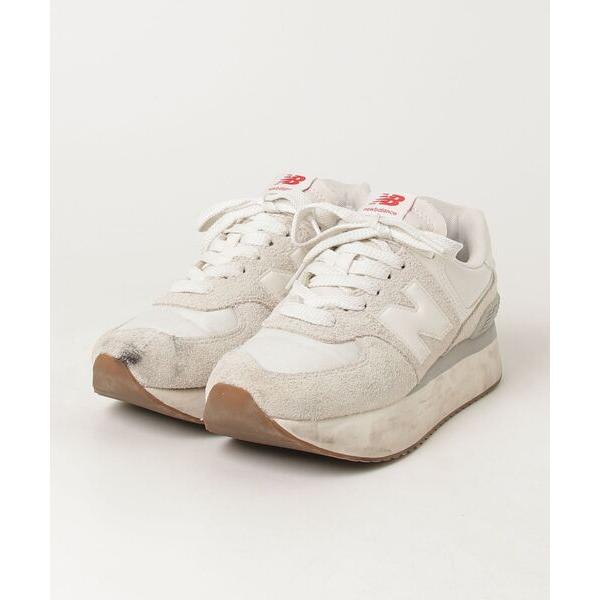 「New Balance」 ローカットスニーカー 24.5cm ベージュ レディース