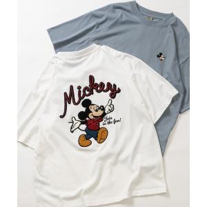 tシャツ 「15」「Disney/ディズニー」アソートアップリケ サガラ刺繍 クルーネックTシャツ ミッキーマウス/ベイマックス/101匹わんちゃん/ルシファー