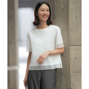 uvカット tシャツ 半袖 「一枚で着映え」コットンスムース レース カットソー レディース