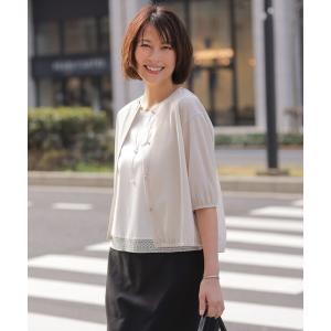 カーディガン 「冷房対策に」シアードライトリコット クルーネック カーディガン レディース