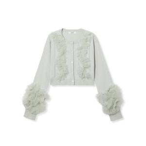 カーディガン UVカットチュールドッキングニットカーディガン レディース