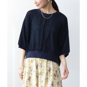 ニット セーター ラッセルレースリラックストップス レディース