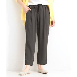 パンツ 「ひんやり/UV/SS-3L/セットアップ可」さらさらぷるん イージーテーパードパンツ レディース