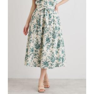 スカート 「洗える／コットン100％／ウエストゴム／3colors」ウォールド ガーデン柄スカート