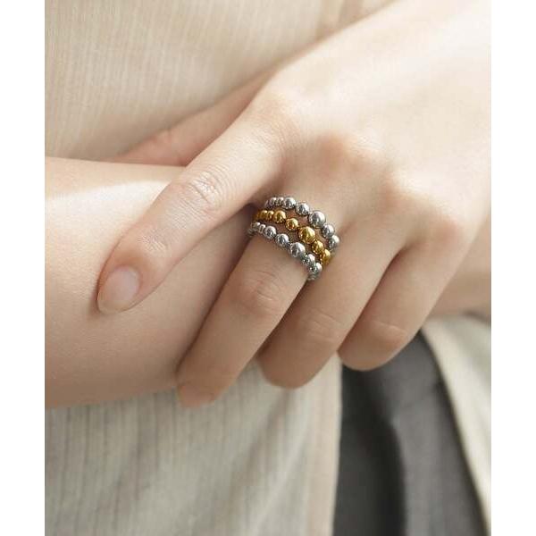 指輪 リング 「ステンレス」コンビカラーメタルビーズリング レディース