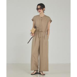 サロペット オーバーオール 「接触冷感」リネンブレンドドロストオールインワン　夏服　大人カジュアル　きれいめ レディース