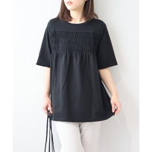 チュニック 「L〜6L 大きいサイズ」ドライ天竺シャーリングチュニック