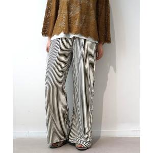 ワイドパンツ パンツ 「M/L」サッカーストライプイージーパンツ レディース