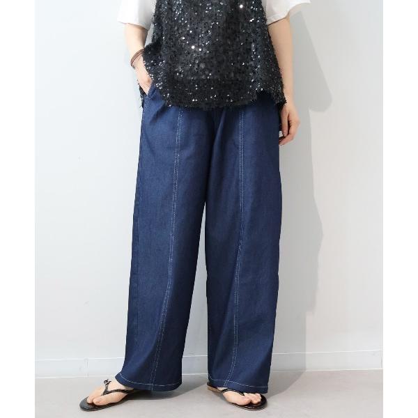 ジーンズ デニム デニムパンツ 「M〜5L」ライトオンスデニムセンターシームワイドパンツ レディース