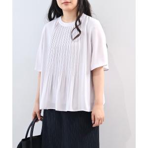 ブラウス シャツ 「L〜6L 大きいサイズ」「多機能」さらさらジョーゼットフロントプリーツブラウス レディース