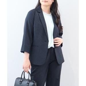 ジャケット テーラードジャケット 「L〜6L 大きいサイズ」「イージーケア・吸水速乾・接触冷感」リネンライクオックスセットアップジャケット レディース