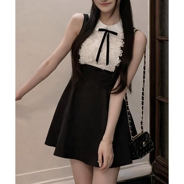 ワンピース 配色フロントデザインミニワンピース