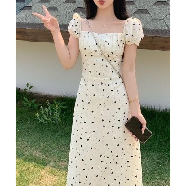 ワンピース ハートドットマーメイドロングワンピース