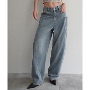 ジーンズ デニム デニムパンツ 「Rashik」カーブシームバレルパンツ レディース