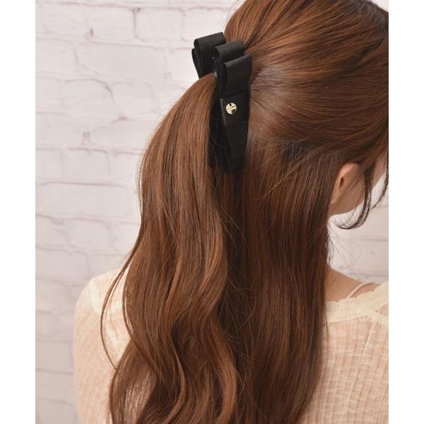ヘアクリップ 「float」サテン シンプル リボン バナナクリップ