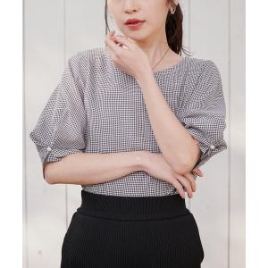 ブラウス シャツ パール付きタックスリーブブラウス レディース