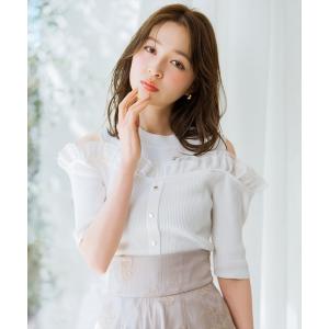 ニット セーター フリルレイヤードリブニット レディース