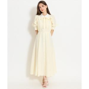 ワンピース ラッフルパフスリーブシャツワンピース