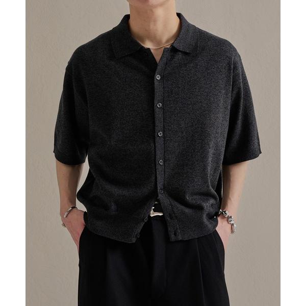 セーター ニット ベーシックルーズメランジ半袖ニットシャツ メンズ レディース