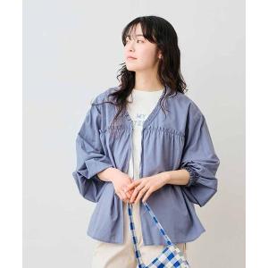 ブラウス シャツ リブ　イン　コンフォート　ふわりと風をまとう　コットンフリルはおりブラウス レディース