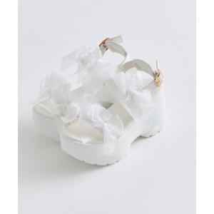 サンダル メニーリボン厚底スポサン レディース