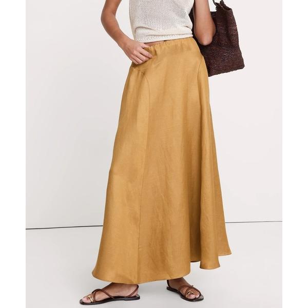 スカート ビスコース リネン マキシスカート