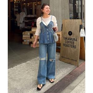 ジーンズ デニム デニムパンツ 「MOMO」ダメージストレッチストレートデニム レディース