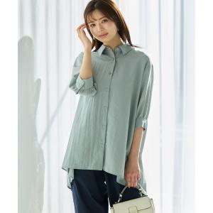 「大きいサイズ」「ドライワッシャー」後プリーツシャツチュニック（吸汗速乾） レディース