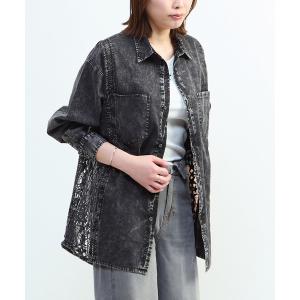 ブラウス シャツ ACID WASHING LACE DOCKING SHIRT レディース メンズ
