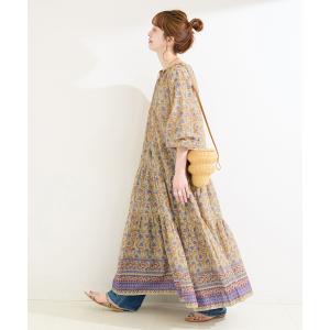 ワンピース 手洗い可 / プリントギャザーボリュームワンピース