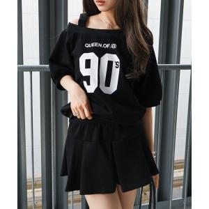 tシャツ プリントオフショル　ＳＥＴ　ＵＰ レディース