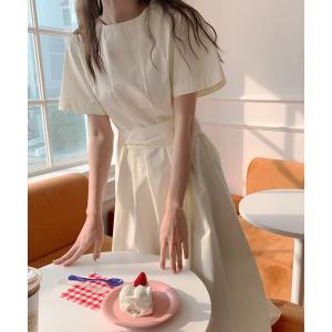 「AMOUR BOX」 半袖ワンピース FREE クリーム レディース