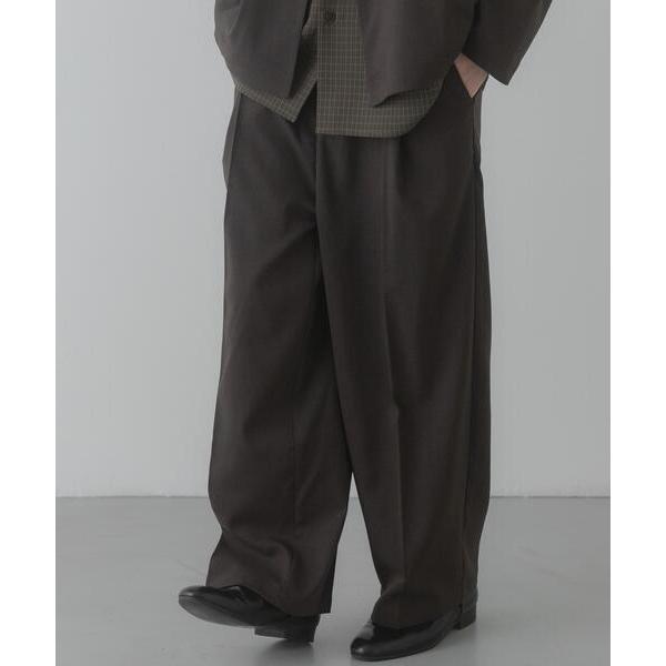 スラックス 「イージーケア/速乾」リネンライクタックワイドスラックス メンズ