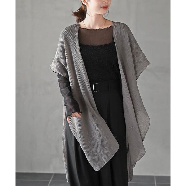 カーディガン プリーツシアーカーディガン レディース