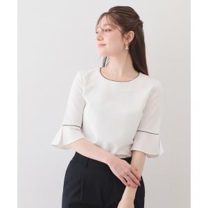 tシャツ UV フレアスリーブバイカラートップス「接触冷感/洗濯機OK」 レディース