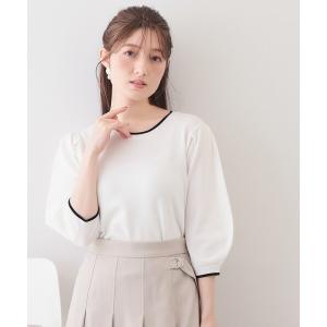 ニット セーター 6分袖タックスリーブニット「洗濯機OK/UVケア」「XS〜LL/9col」 レディース