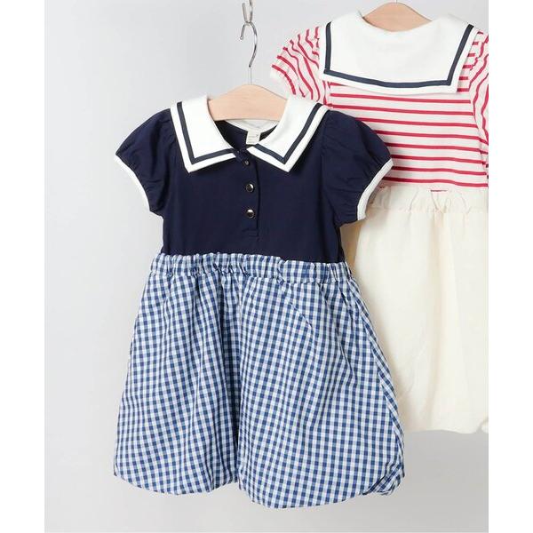 ワンピース セーラー襟バルーンドッキングワンピース キッズ 子供服 女の子