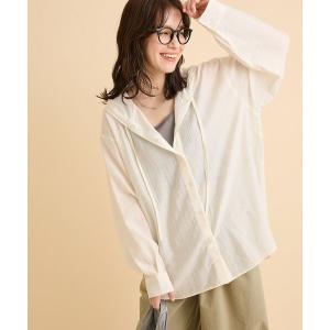 ブラウス シャツ シアーフードシャツ レディース