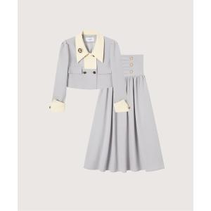 セットアップ Elegant Collar Jacket With Lace Up Skirt レディース