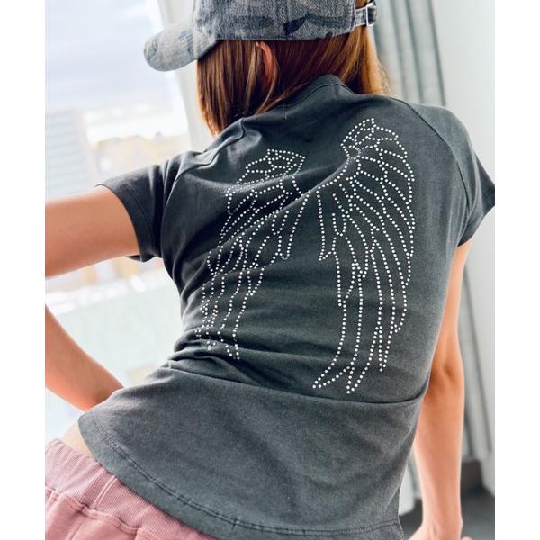 tシャツ 「ラインストーンエンジェル」Tシャツ レディース