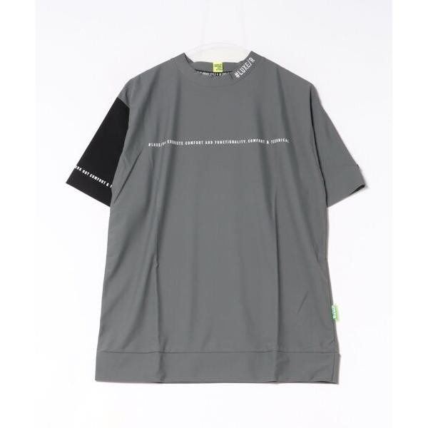 tシャツ (RM)「LUXE/R GOLF」ストレッチ スムース ロゴ ハイネック バイカラー Tシ...