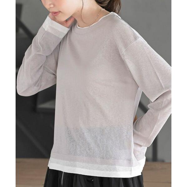 tシャツ フェイクレイヤードシアーカットソー レディース