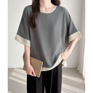 ブラウス シャツ 配色ドルマンブラウス レディース