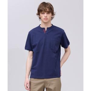 ヘンリーネック tシャツ 「大人カジュアル」コットンカノコ キーネックポケット Tシャツ メンズ