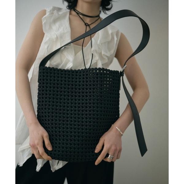 ショルダーバッグ バッグ leather belt mesh bucket shoulder bag...
